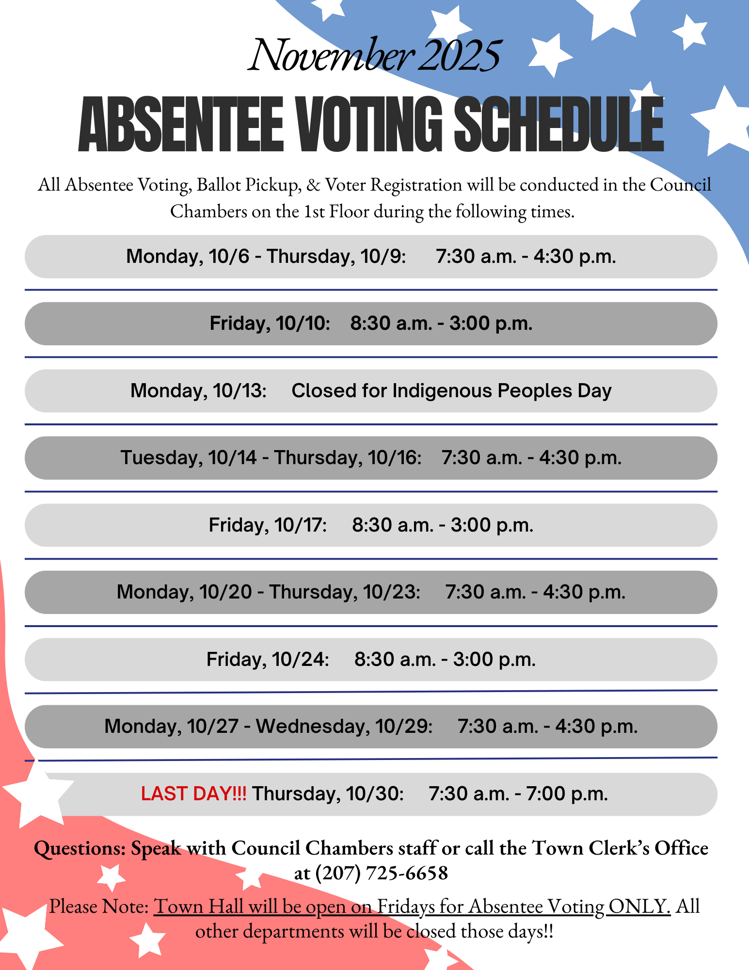 Absentee Voting Nov 25