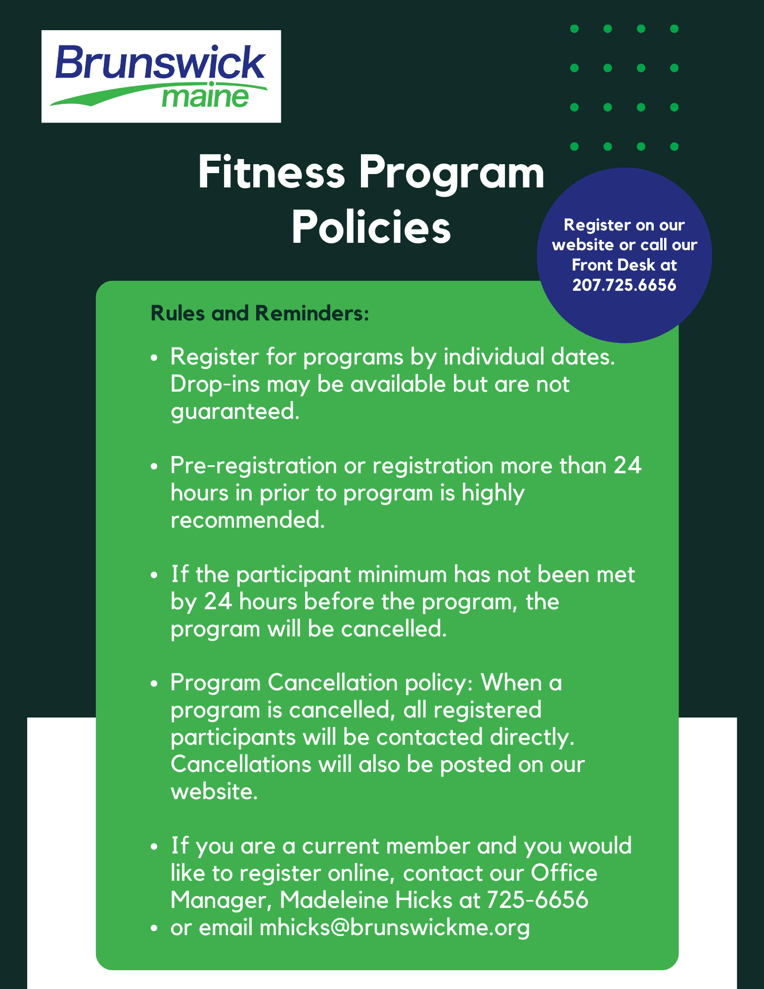 Fitness Center Policies